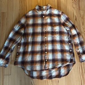 Madewell Plaid Shirt in Brown and Cream